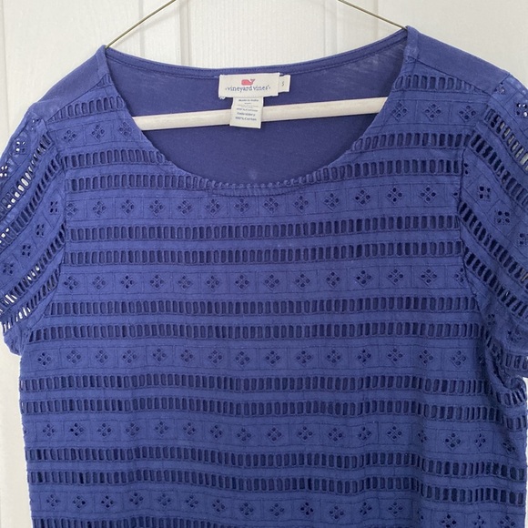 Vineyard Vines Deep Bay Navy Blue Eyelet Knit Top - Picture 2 of 3